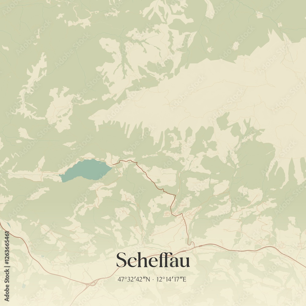 Vintage map of Scheffau, Austria.