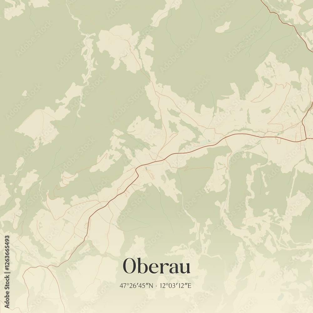 Vintage map of Oberau, Austria.