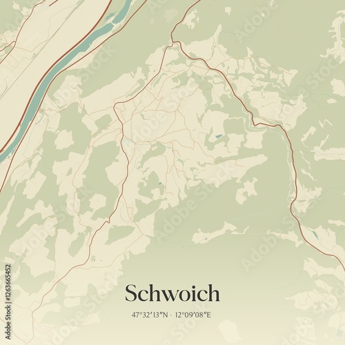 Vintage map of Schwoich, Austria.