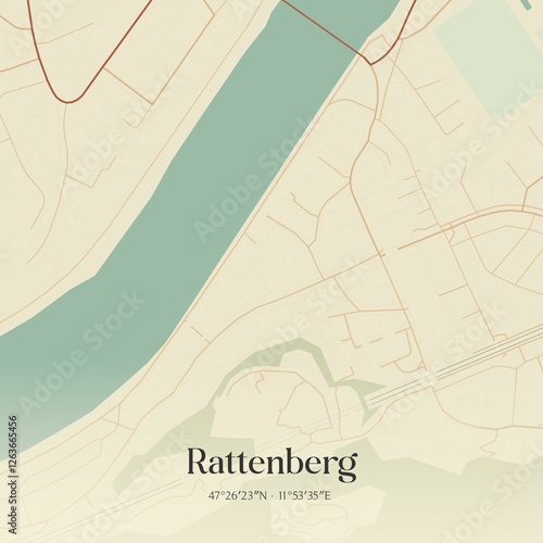 Obraz na płótnie Vintage map of Rattenberg, Austria. w salonie