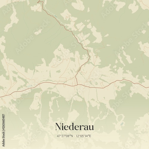 Vintage map of Niederau, Austria.