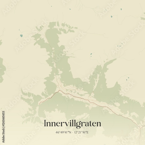 Vintage map of Innervillgraten, Austria. photo