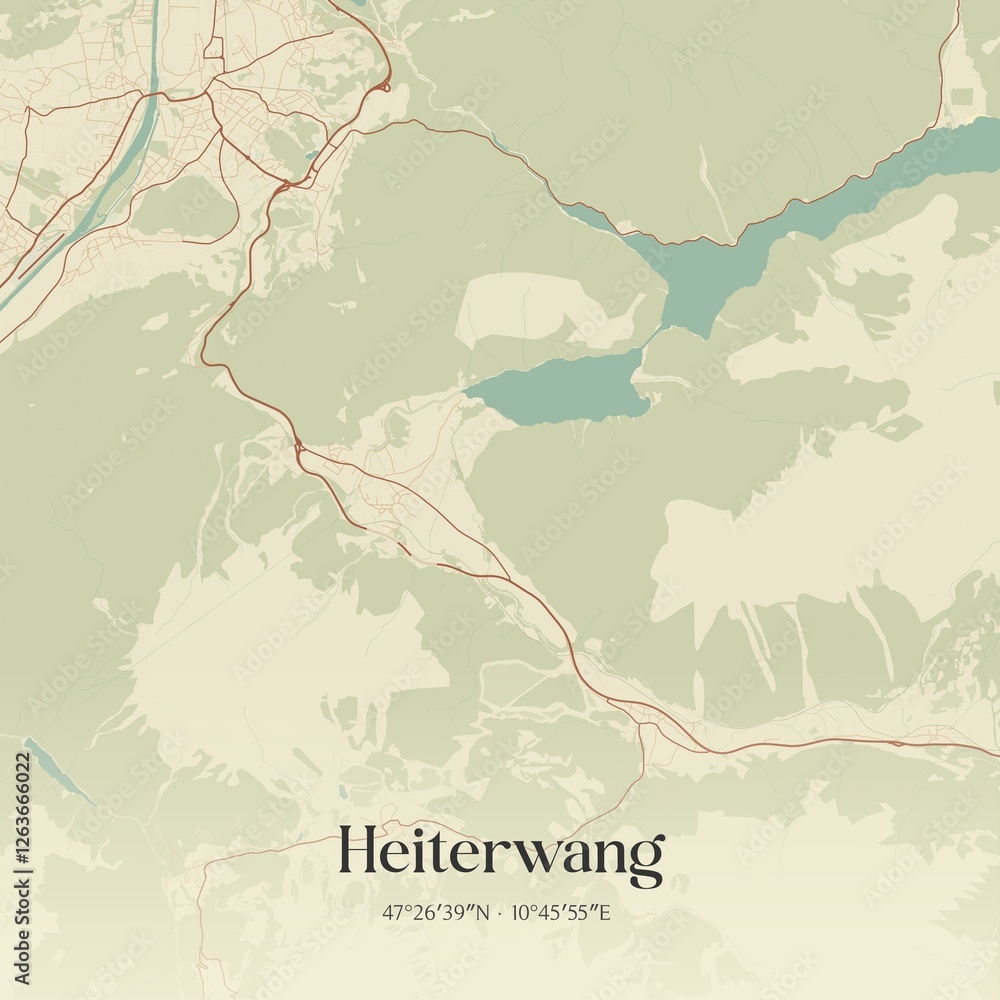 Vintage map of Heiterwang, Austria.