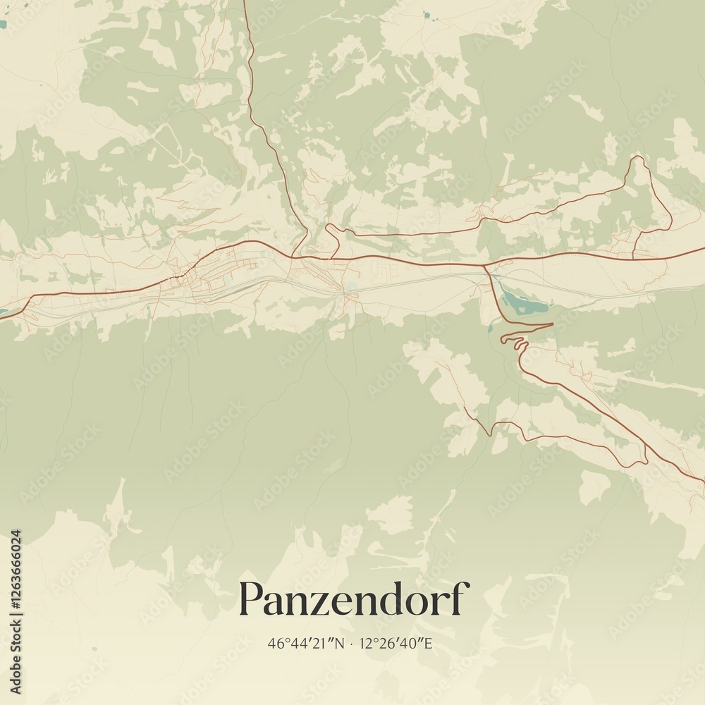 Vintage map of Panzendorf, Austria.