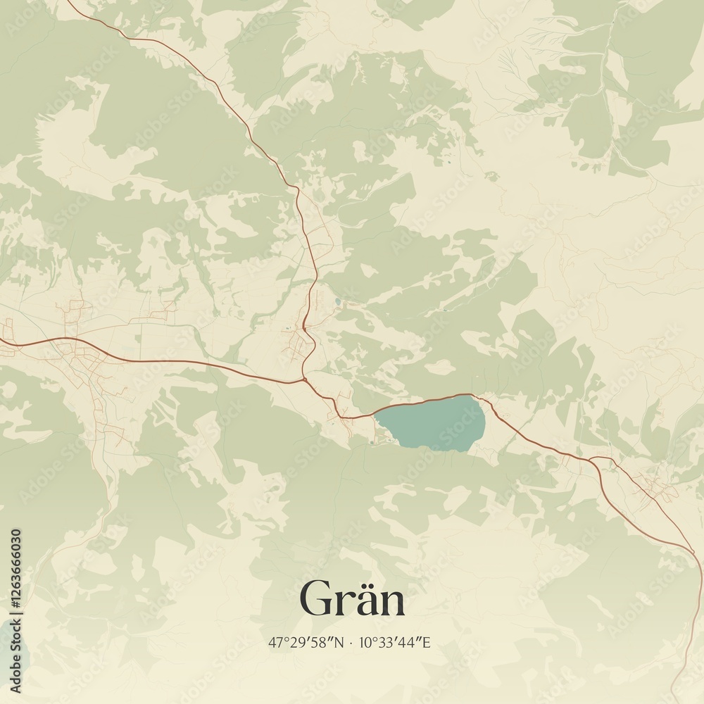 Vintage map of Grän, Austria.