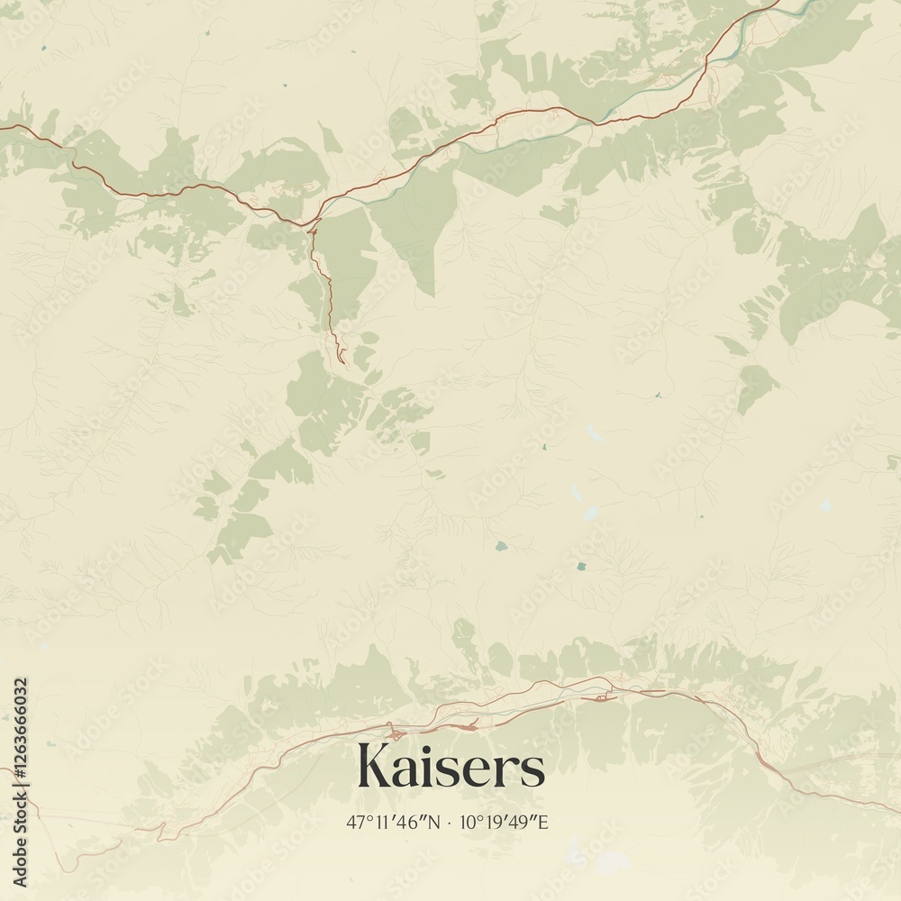 Vintage map of Kaisers, Austria.