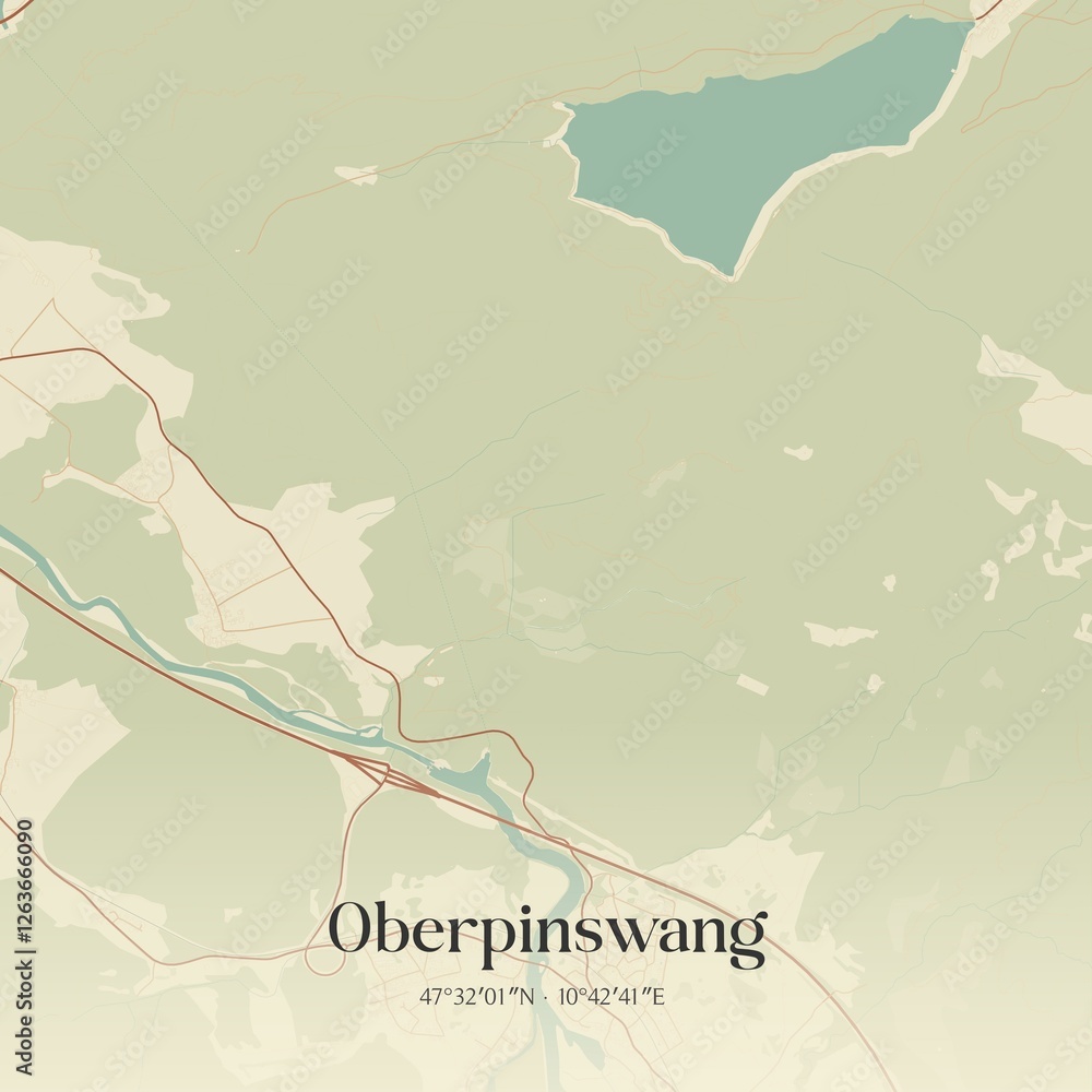 Vintage map of Oberpinswang, Austria.