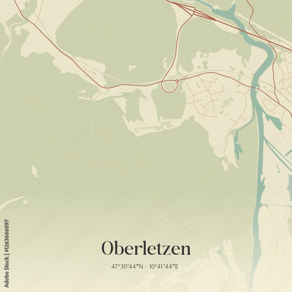 Vintage map of Oberletzen, Austria.