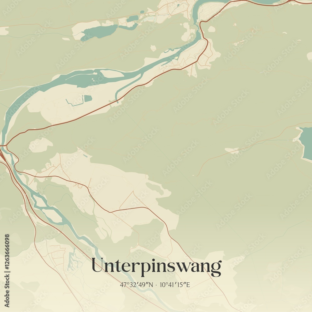 Vintage map of Unterpinswang, Austria.