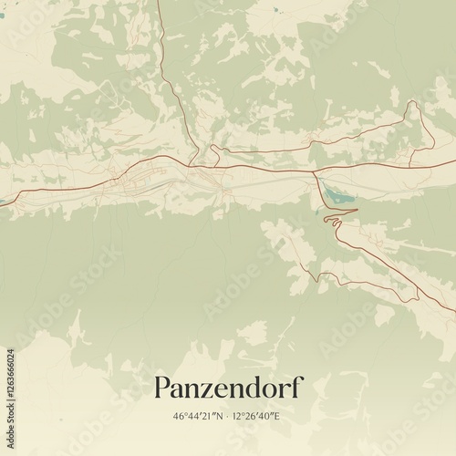 Obraz na płótnie Vintage map of Panzendorf, Austria. w salonie