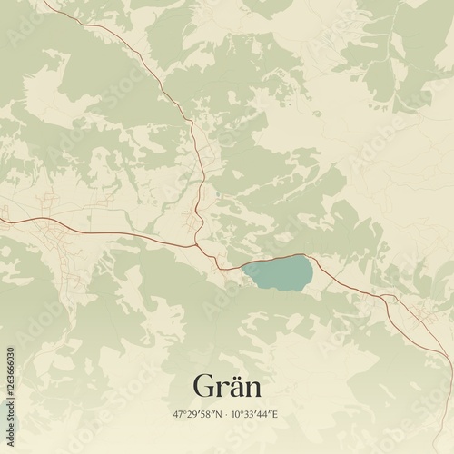 Obraz na płótnie Vintage map of Grän, Austria. w salonie