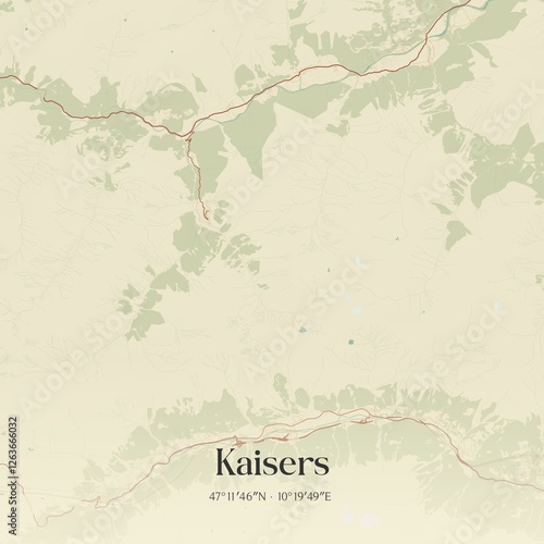 Obraz na płótnie Vintage map of Kaisers, Austria. w salonie
