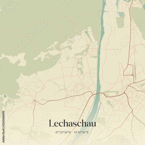 Obraz na płótnie Vintage map of Lechaschau, Austria. w salonie
