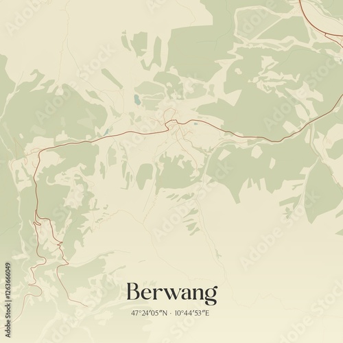 Vintage map of Berwang, Austria.