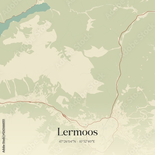 Obraz na płótnie Vintage map of Lermoos, Austria. w salonie