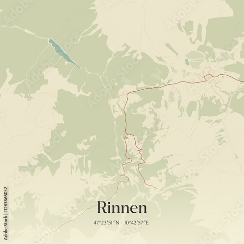 Vintage map of Rinnen, Austria.