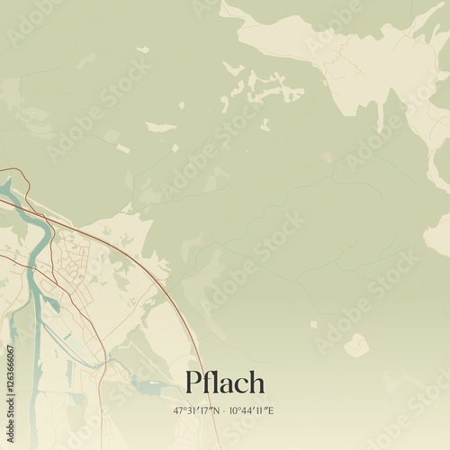 Obraz na płótnie Vintage map of Pflach, Austria. w salonie