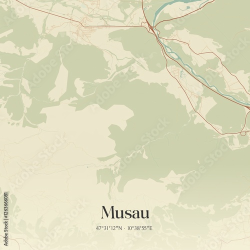 Vintage map of Musau, Austria.
