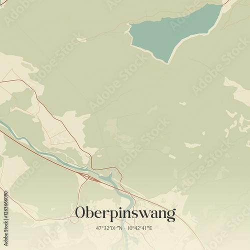 Vintage map of Oberpinswang, Austria.