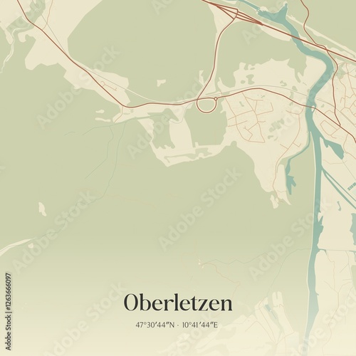 Obraz na płótnie Vintage map of Oberletzen, Austria. w salonie