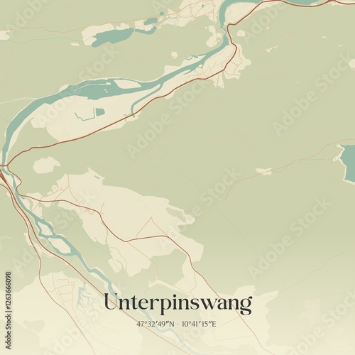 Obraz na płótnie Vintage map of Unterpinswang, Austria. w salonie