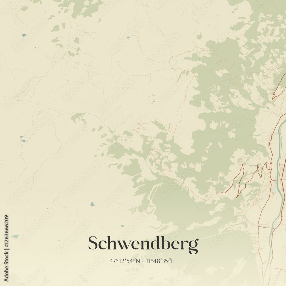 Vintage map of Schwendberg, Austria.