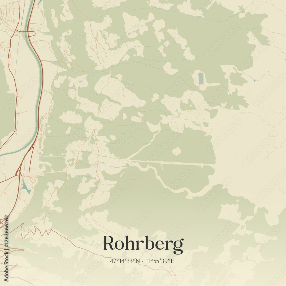 Vintage map of Rohrberg, Austria.