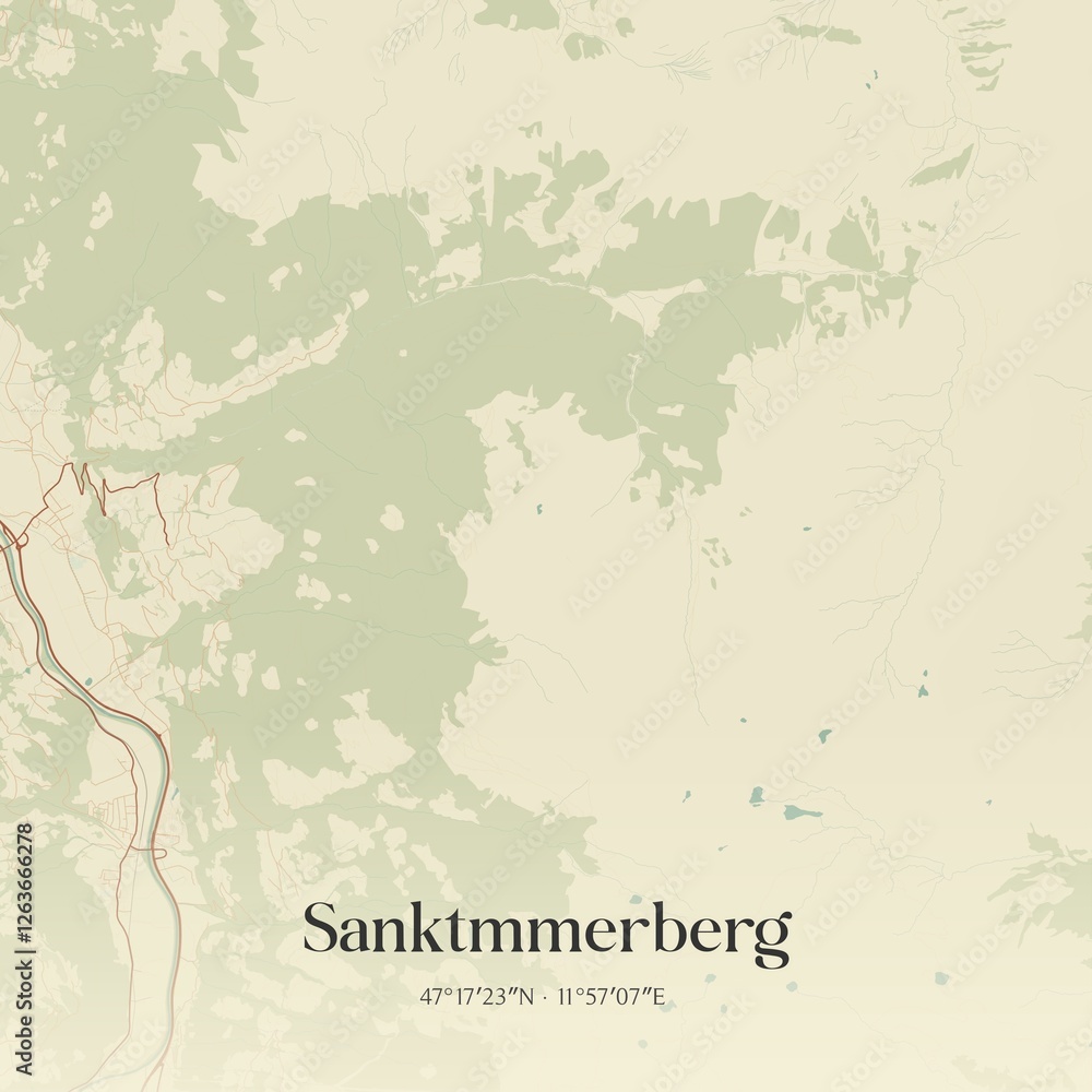 Vintage map of Sanktmmerberg, Austria.