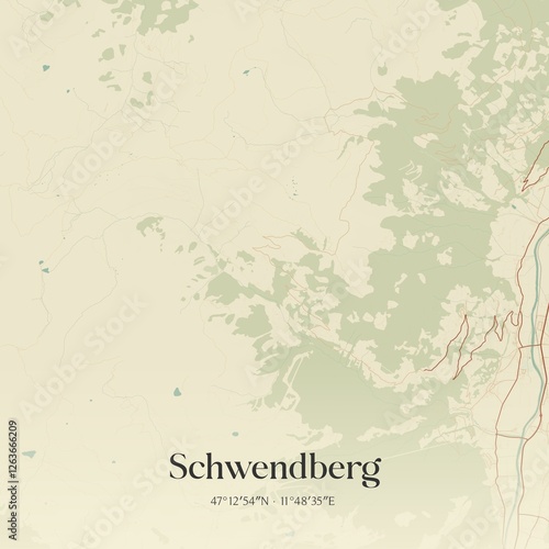 Obraz na płótnie Vintage map of Schwendberg, Austria. w salonie