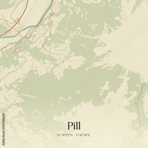 Obraz na płótnie Vintage map of Pill, Austria. w salonie