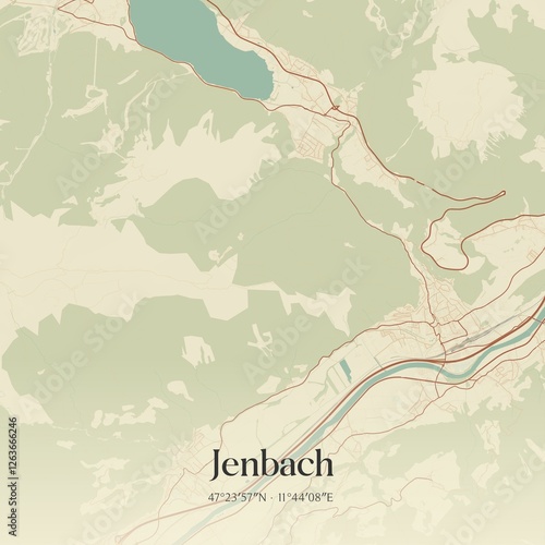 Obraz na płótnie Vintage map of Jenbach, Austria. w salonie
