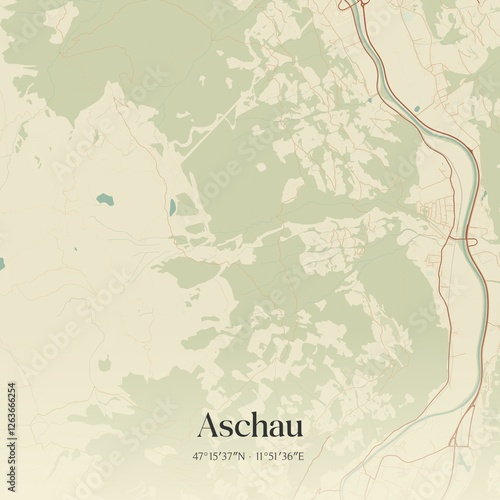 Obraz na płótnie Vintage map of Aschau, Austria. w salonie