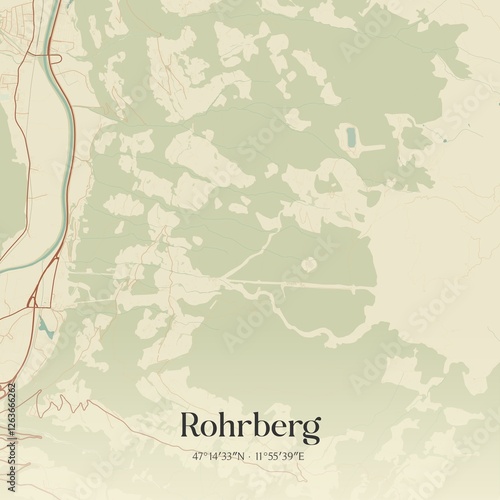 Obraz na płótnie Vintage map of Rohrberg, Austria. w salonie