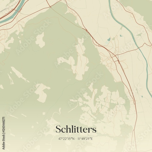 Obraz na płótnie Vintage map of Schlitters, Austria. w salonie