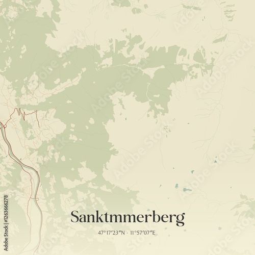 Obraz na płótnie Vintage map of Sanktmmerberg, Austria. w salonie