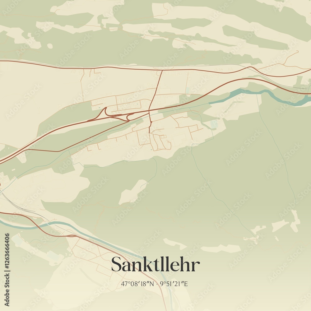 Vintage map of Sanktllehr, Austria.