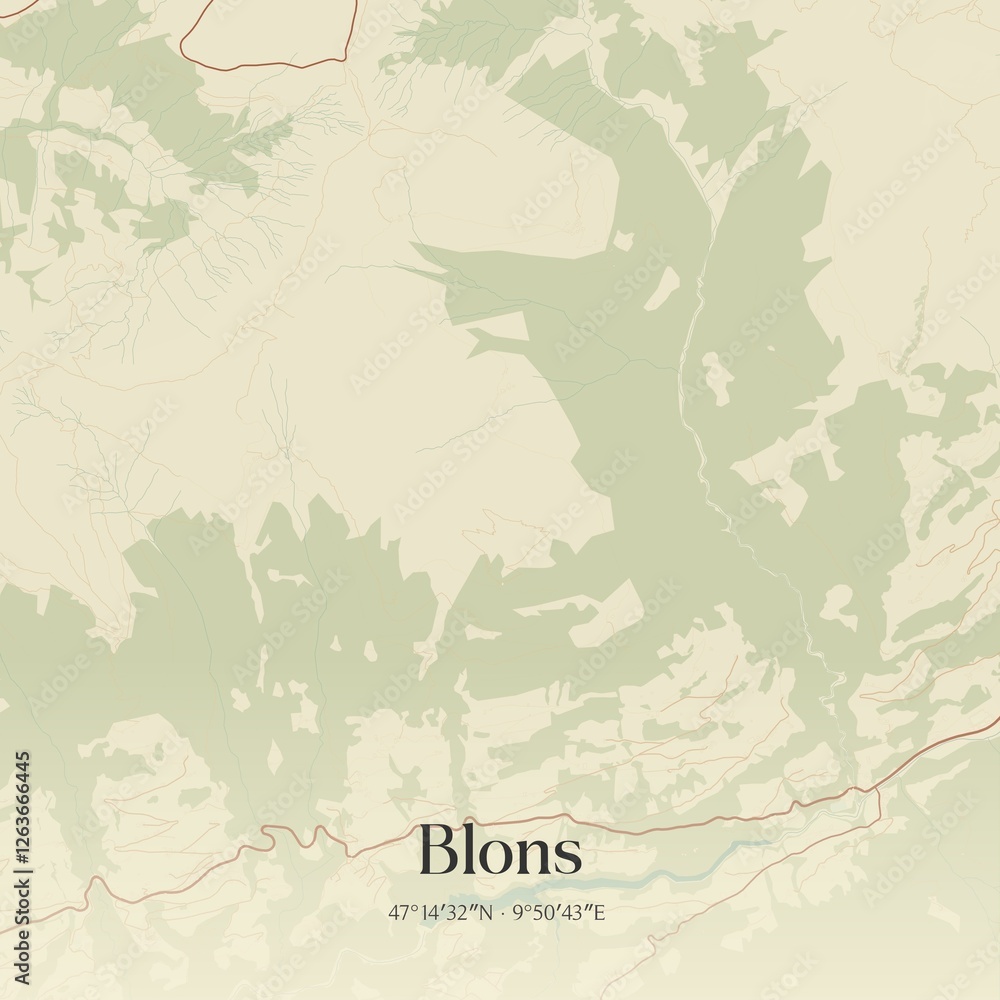 Vintage map of Blons, Austria.