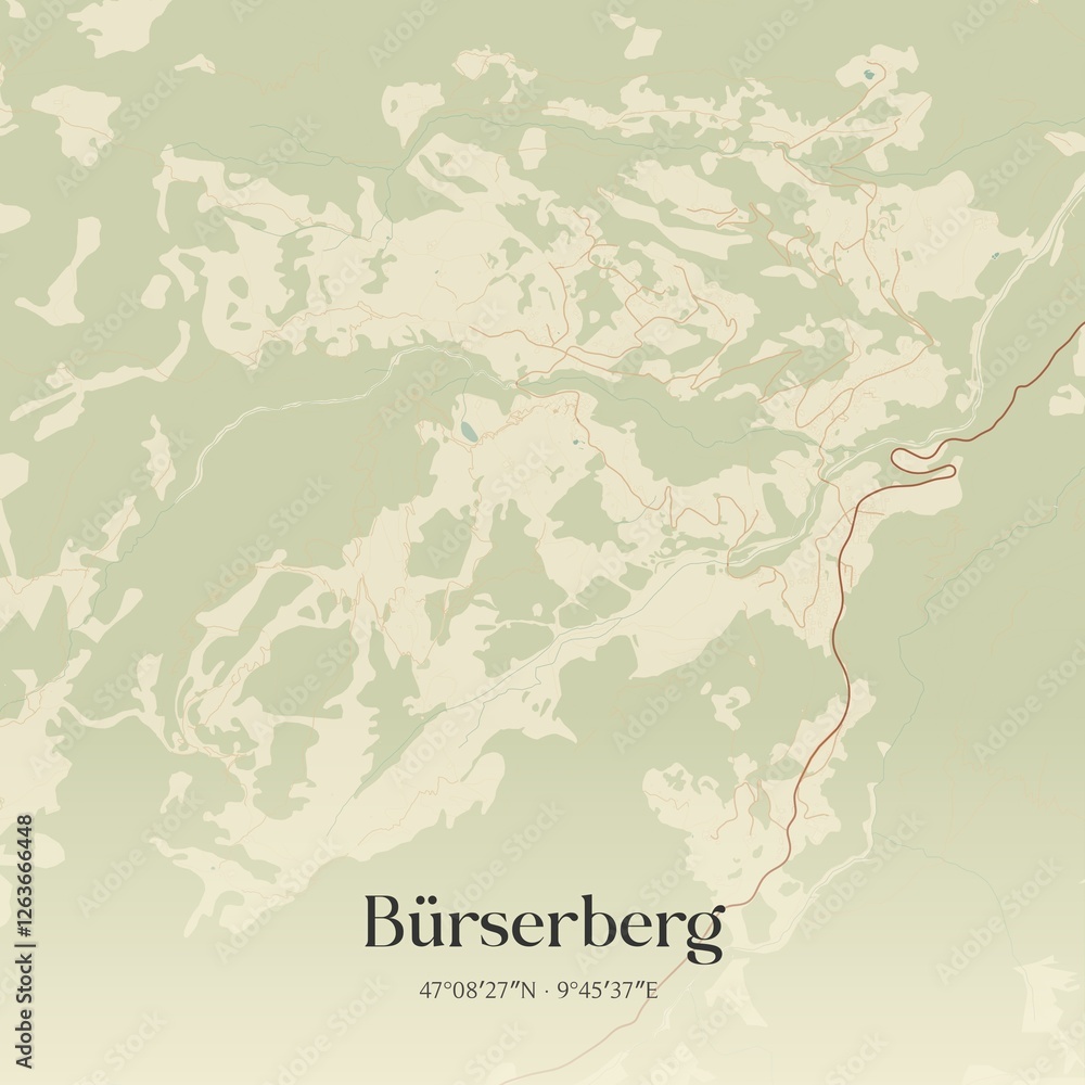 Vintage map of Bürserberg, Austria.