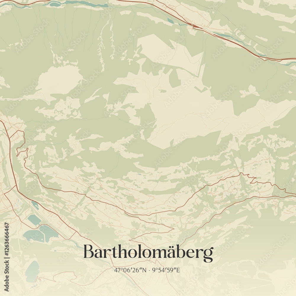 Vintage map of Bartholomäberg, Austria.
