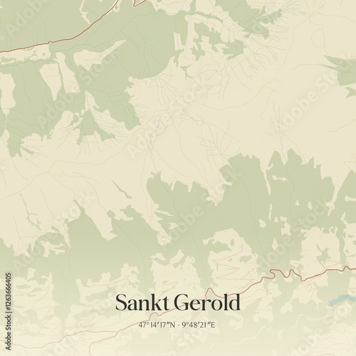 Obraz na płótnie Vintage map of Sankt Gerold, Austria. w salonie