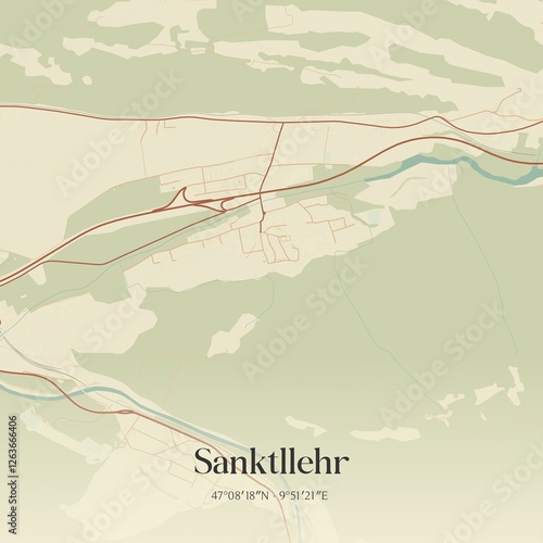Obraz na płótnie Vintage map of Sanktllehr, Austria. w salonie