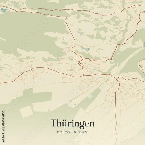 Obraz na płótnie Vintage map of Thüringen, Austria. w salonie