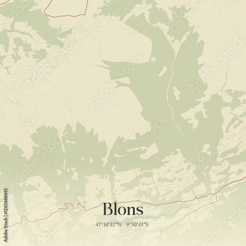 Obraz na płótnie Vintage map of Blons, Austria. w salonie