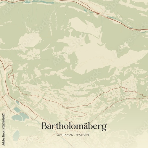 Obraz na płótnie Vintage map of Bartholomäberg, Austria. w salonie