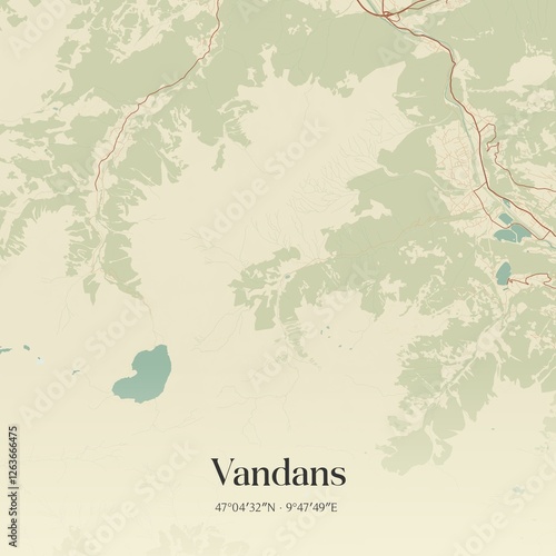 Obraz na płótnie Vintage map of Vandans, Austria. w salonie