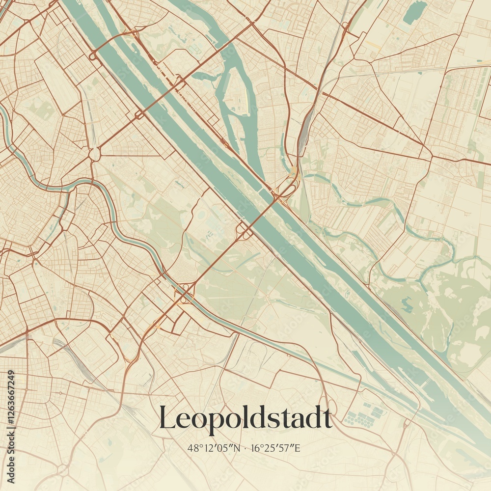 Obraz premium Vintage map of Leopoldstadt, Austria.