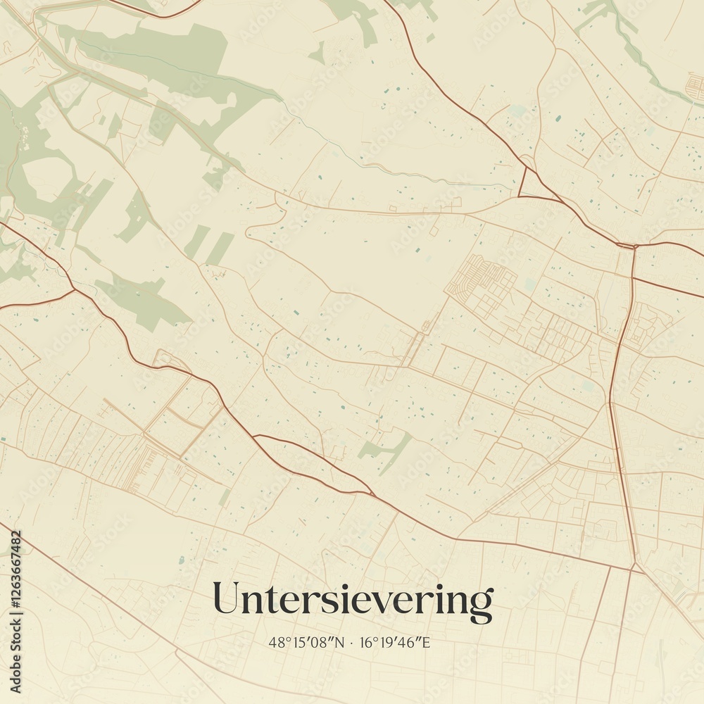 Naklejka premium Vintage map of Untersievering, Austria.