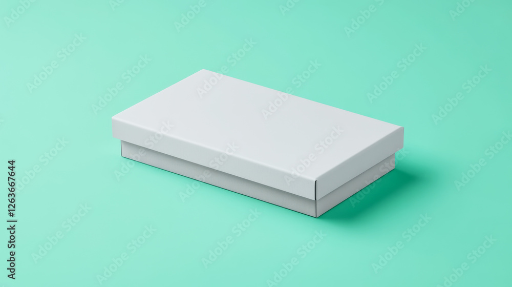 Minimalist rectangular grey box on soft pastel mint green background Minimalist rectangular grey box on soft pastel mint green background