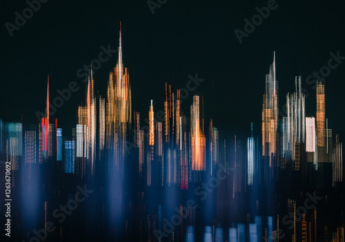 abstract new york city skyline with intentional movement for artistic mood