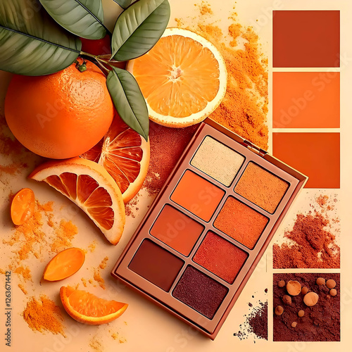 Orange fruit with shadow palatte